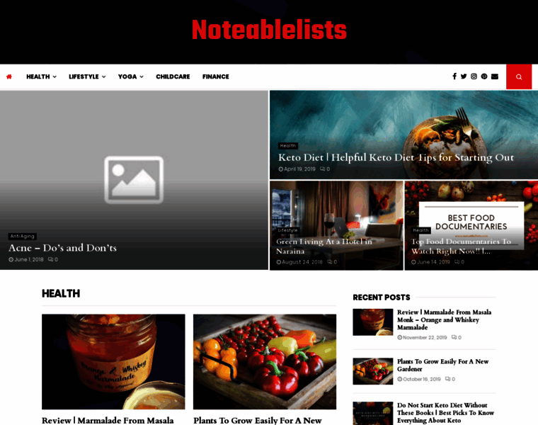 Noteablelists.com thumbnail