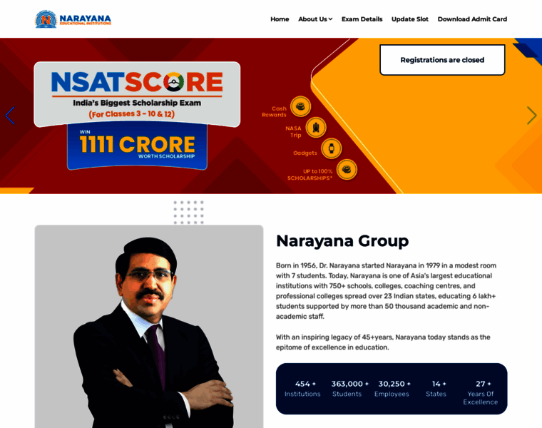 Nsatscore.narayanagroup.com thumbnail
