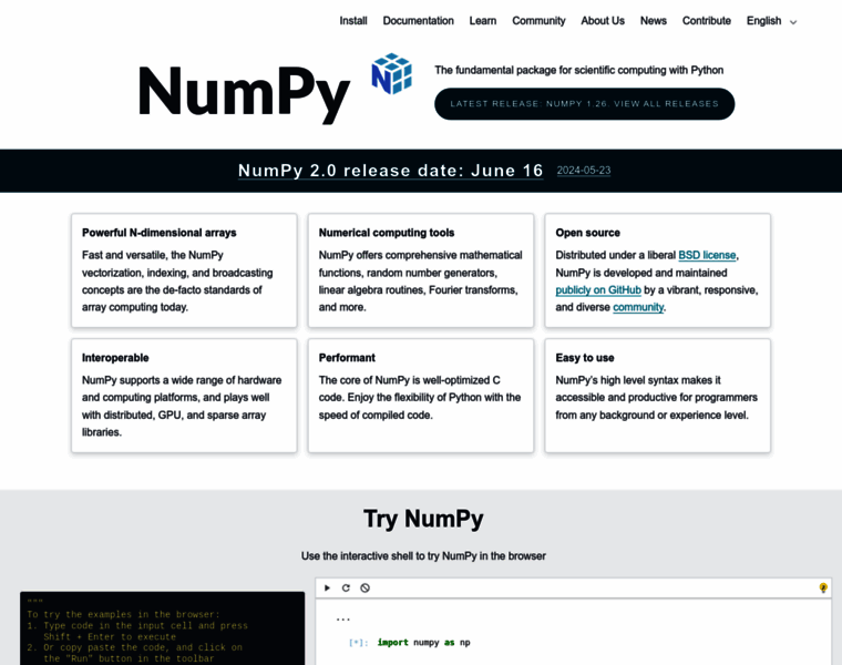 Numpy.org thumbnail