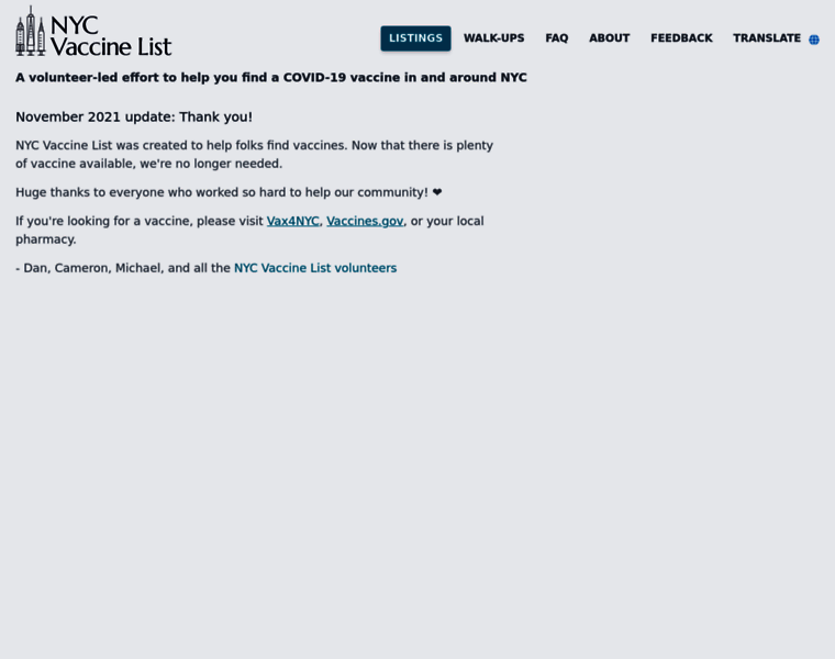 Nycvaccinelist.com thumbnail