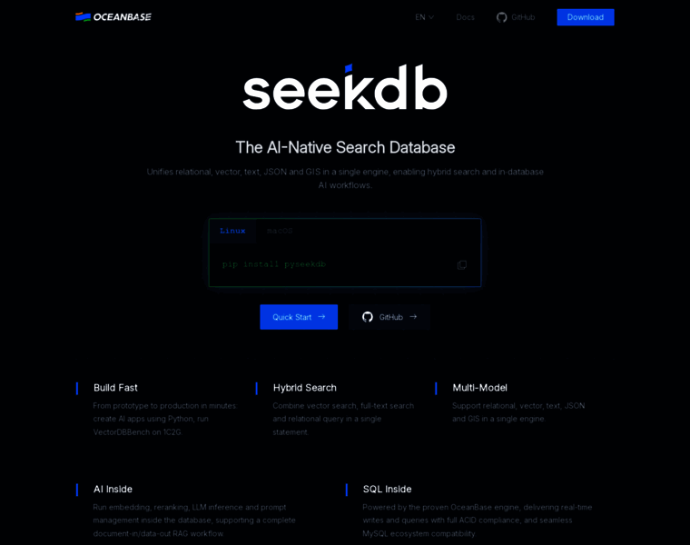 oceanbase.ai at WI. OceanBase seekdb