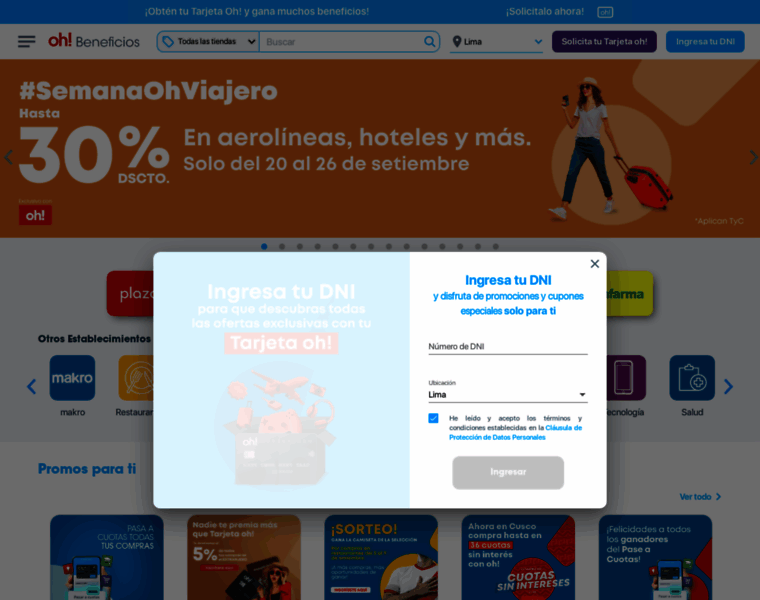 Ohbeneficios.tarjetaoh.pe thumbnail
