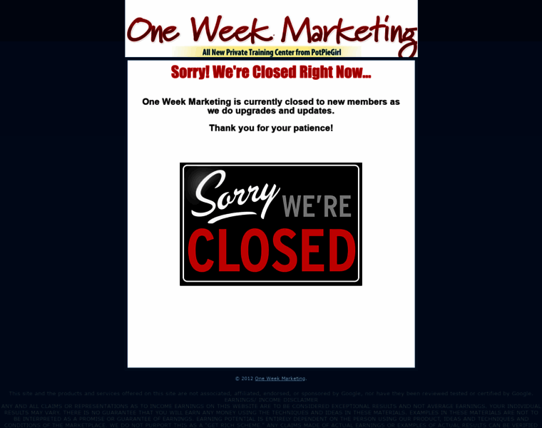 Oneweekmarketing.com thumbnail