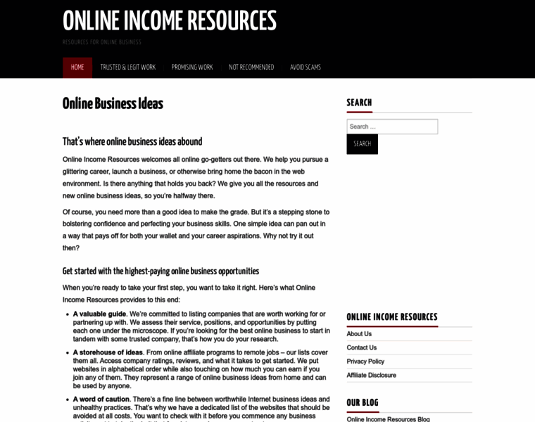 Onlineincomeresources.com thumbnail