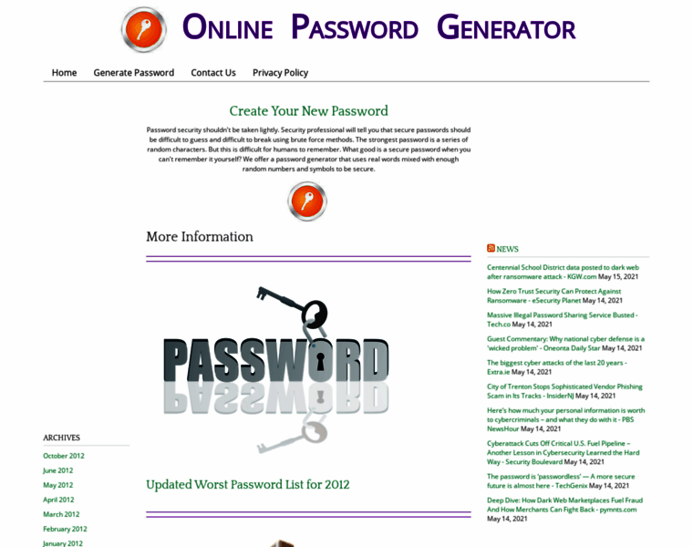 Onlinepasswordgenerator.com thumbnail
