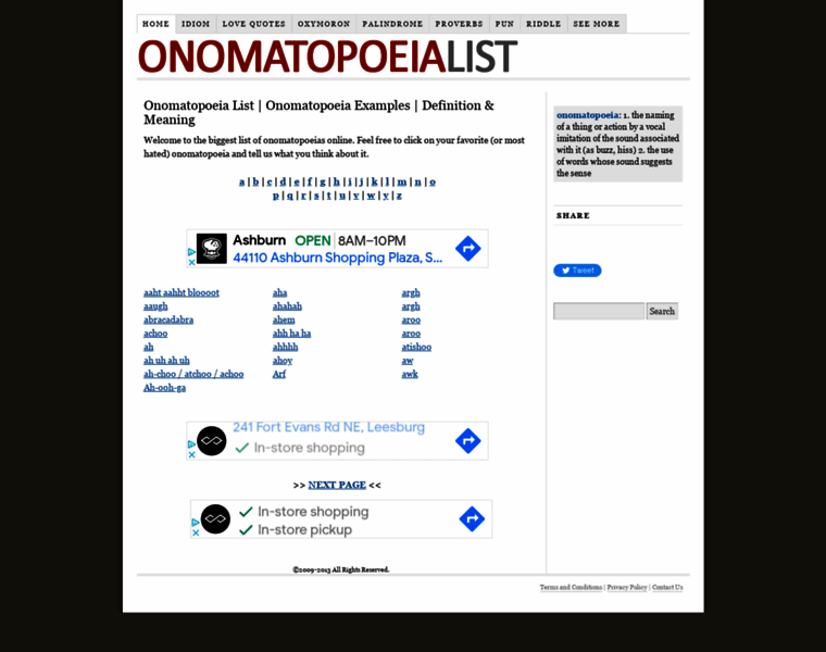 Onomatopoeialist.com thumbnail