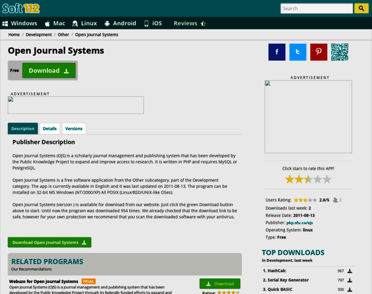 Open-journal-systems.soft112.com thumbnail