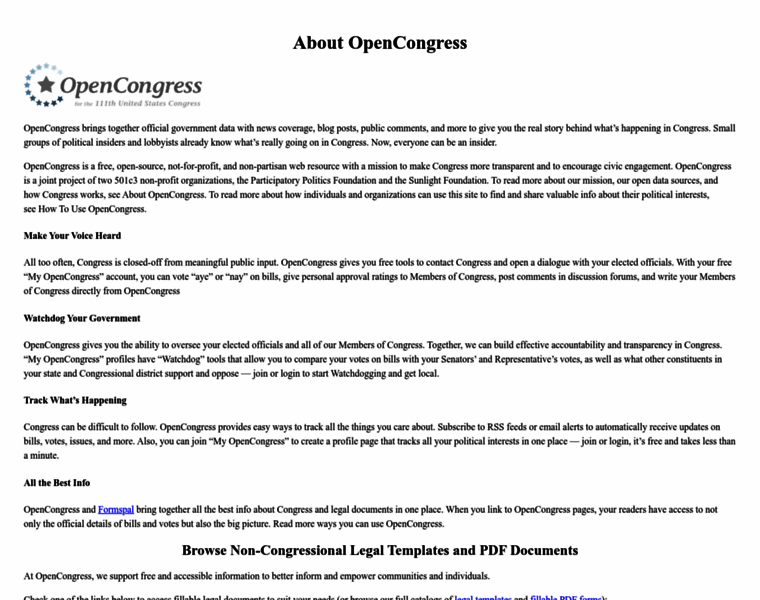 Opencongress.org thumbnail