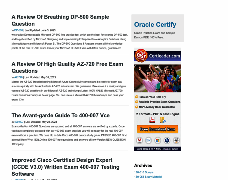 Oraclecertify.com thumbnail