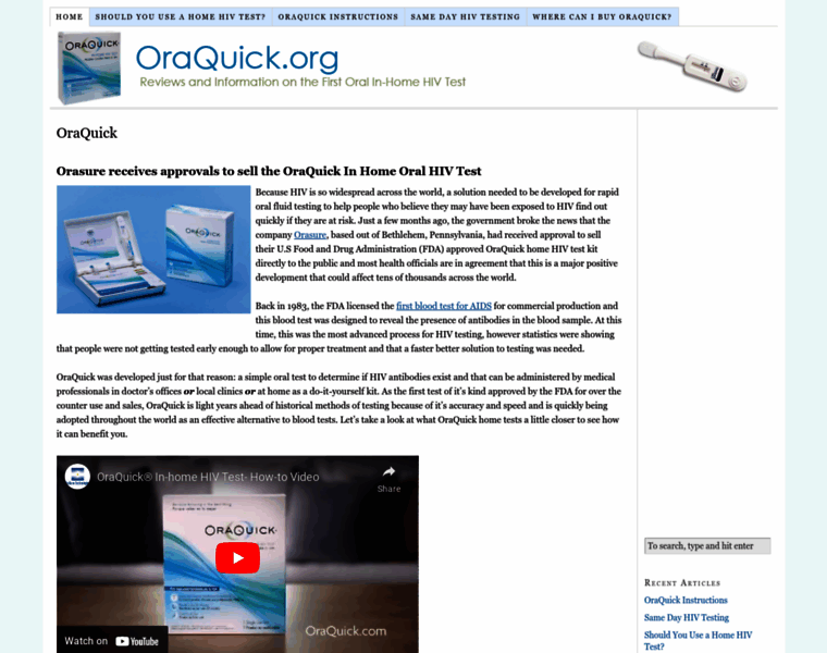 Oraquick.org thumbnail
