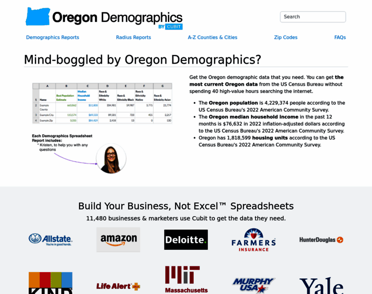 Oregon-demographics.com thumbnail
