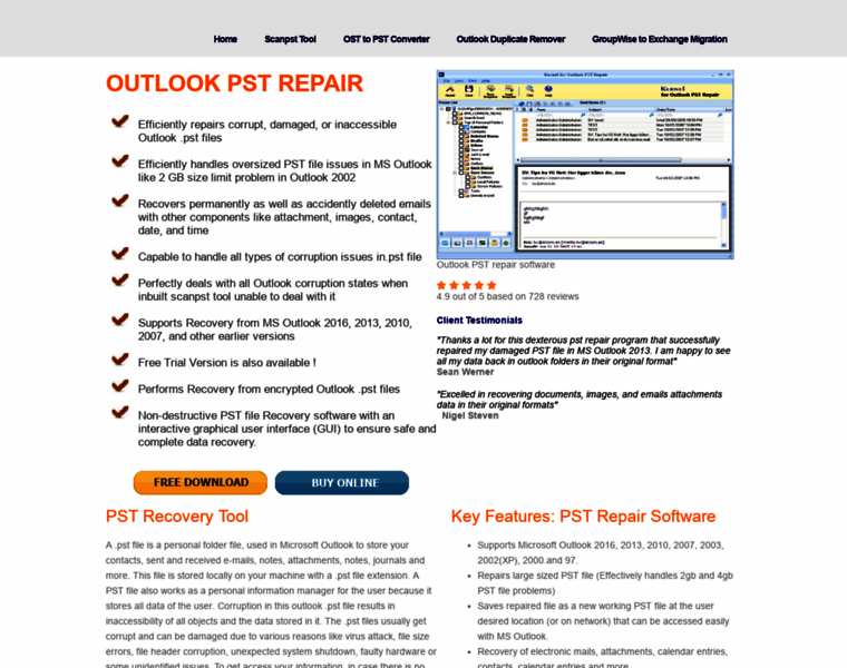 Outlook-pstrepair.com thumbnail