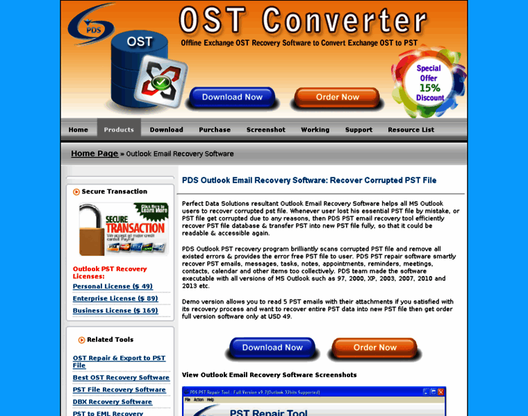 Outlookemailrecovery.ostconverter.com thumbnail