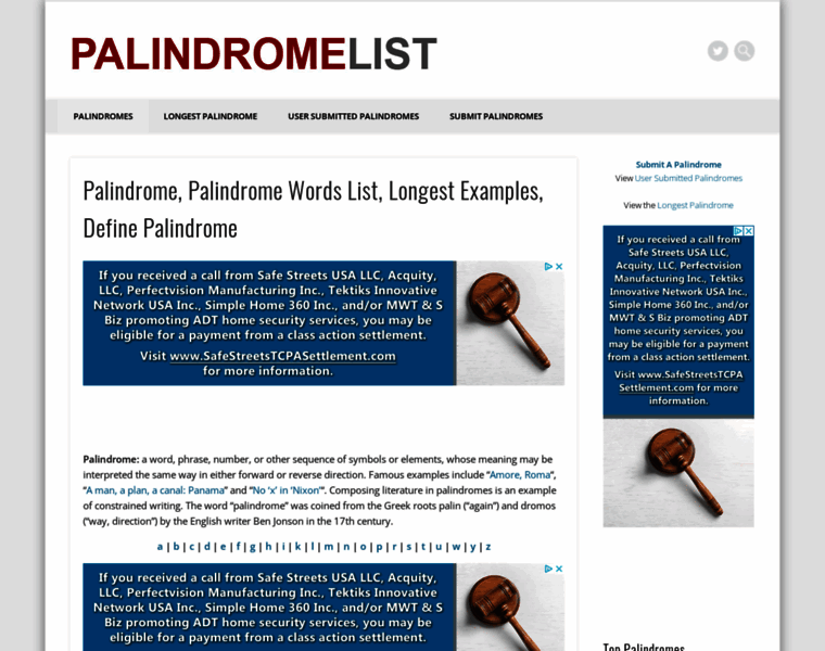 Palindromelist.net thumbnail