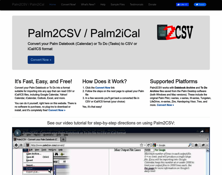 Palm2csv.com thumbnail