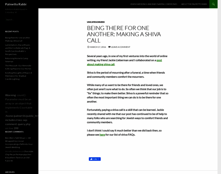 Palmettorabbi.com thumbnail
