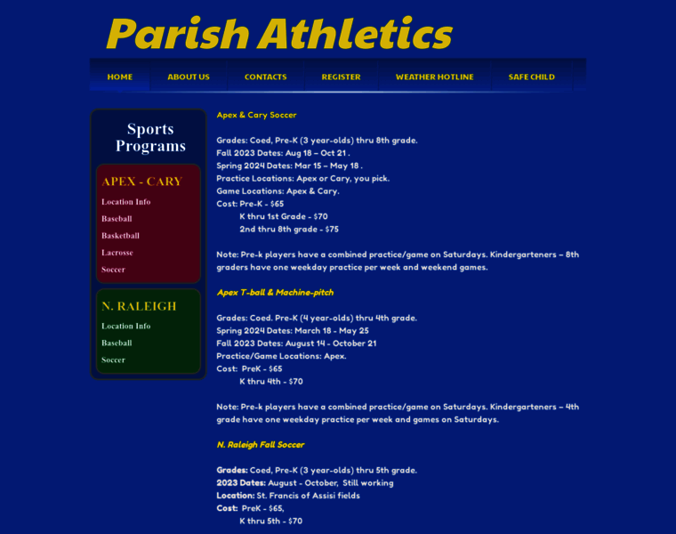 Parishathleticsnc.org thumbnail
