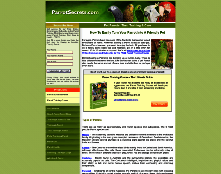 Parrotsecrets.com thumbnail