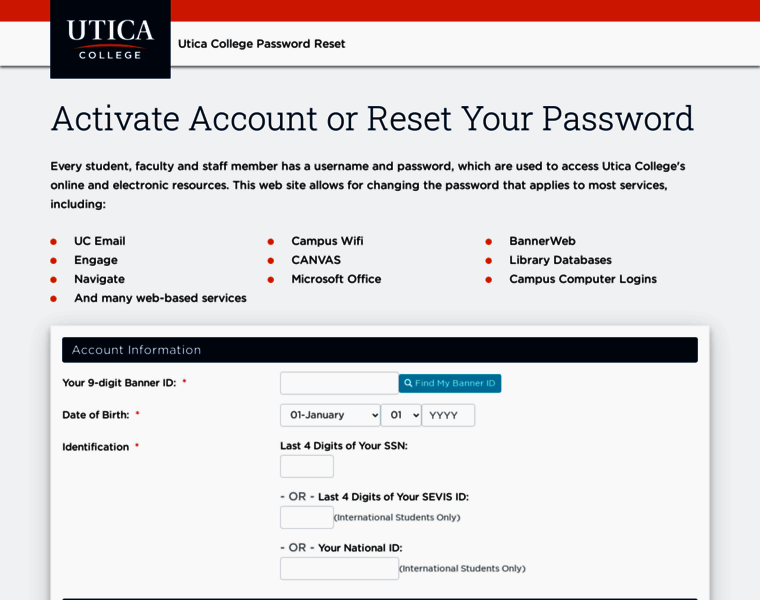Password.utica.edu thumbnail