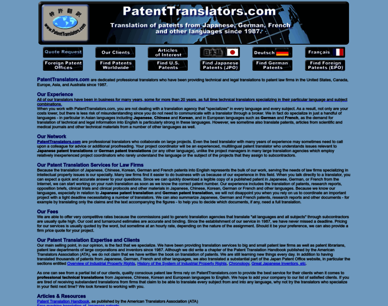 Patenttranslators.com thumbnail