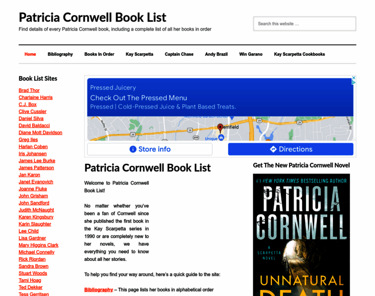 Patriciacornwellbooklist.com thumbnail