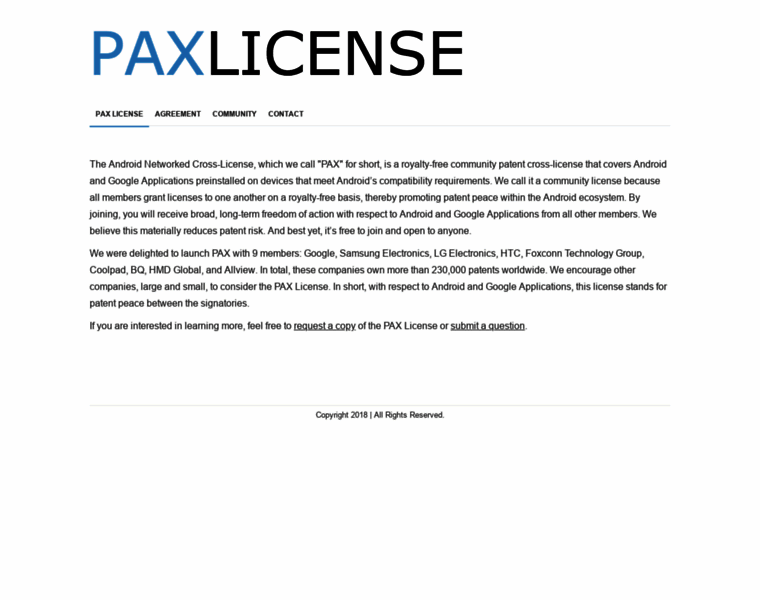 Paxlicense.org thumbnail