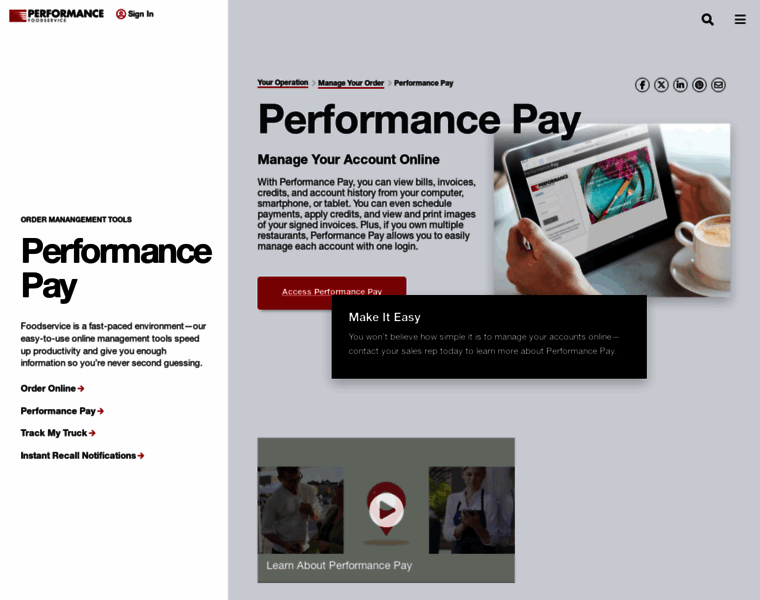 Pay.performancefoodservice.com thumbnail