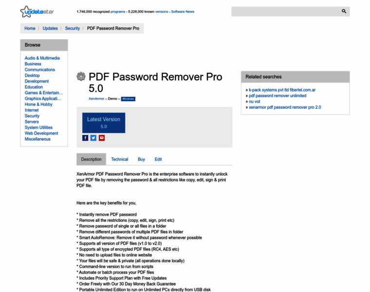 Pdf-password-remover-pro.updatestar.com thumbnail