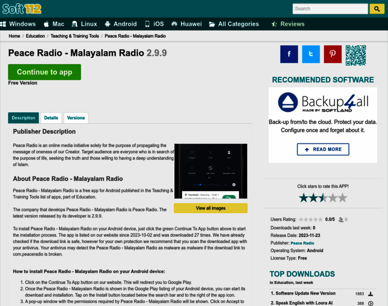 Peace-radio-malayalam-islamic-radio.soft112.com thumbnail