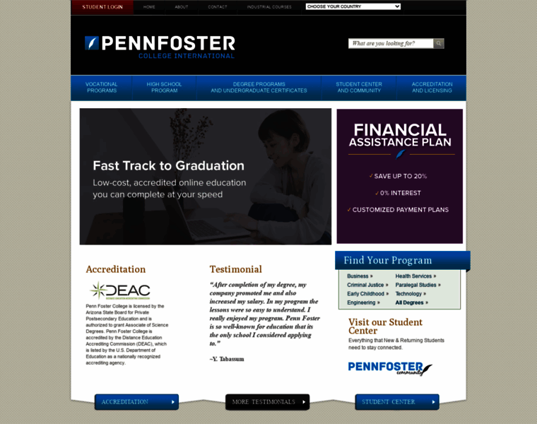 Pennfostercollegeintl.com thumbnail
