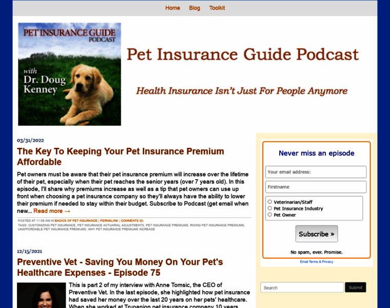 Petinsuranceguidepodcast.com thumbnail