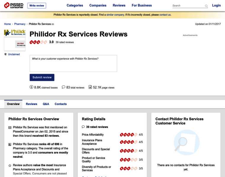 Philidor-rx-services.pissedconsumer.com thumbnail
