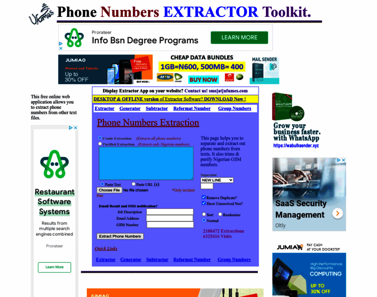 Phonenumberextractor.com thumbnail