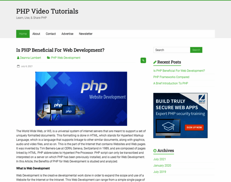Phpvideotutorials.com thumbnail