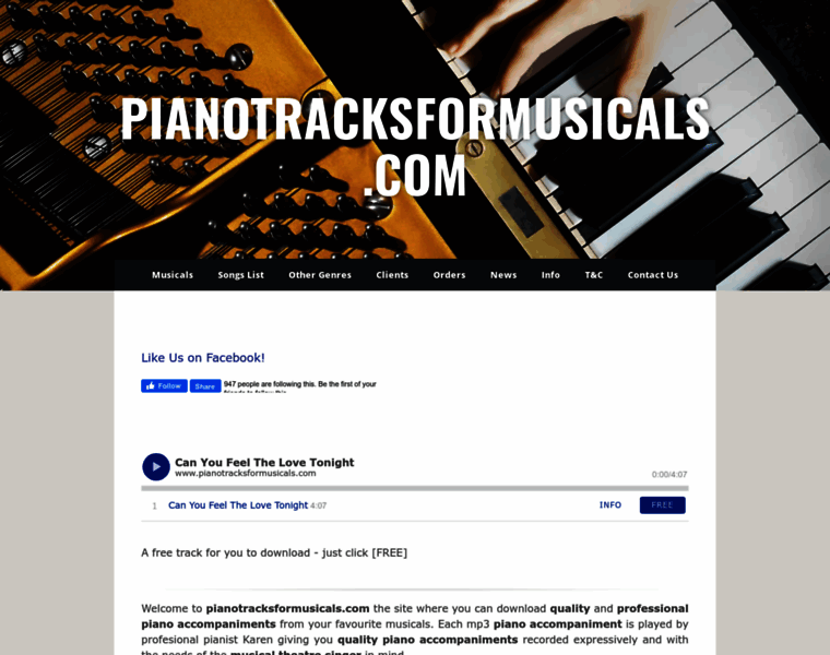 Pianotracksformusicals.com thumbnail