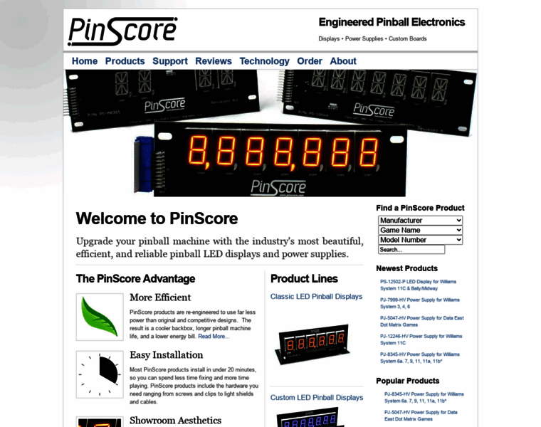 pinscore.com at WI. PinScore Premium Pinball LED Displays and Pinball ...