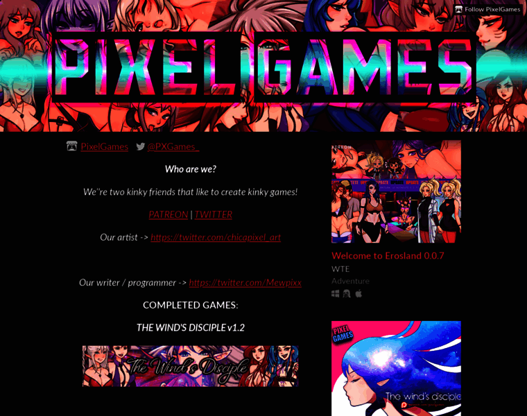 Pixelgamesx.itch.io thumbnail