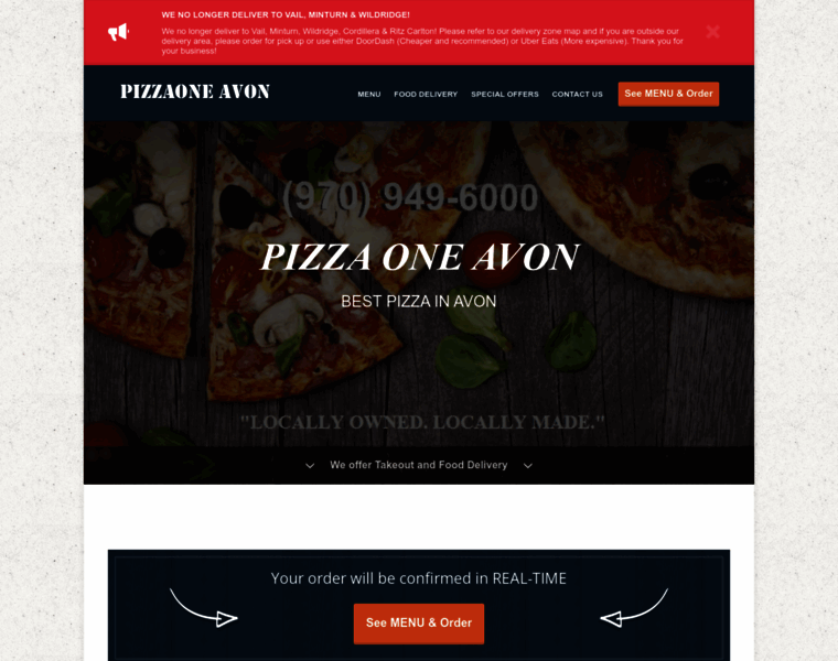 Pizzaoneavon.com thumbnail