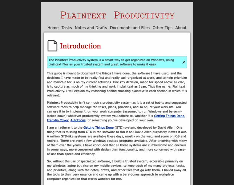 Plaintext-productivity.net thumbnail