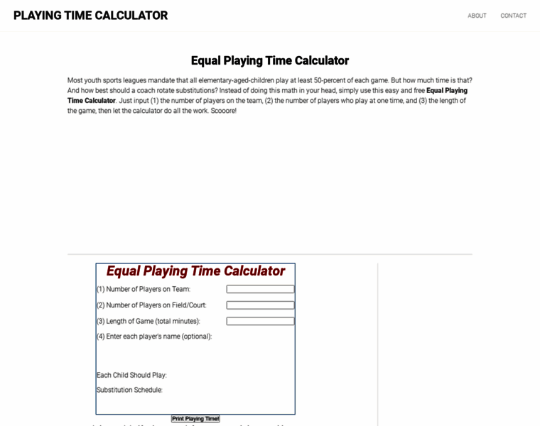 Playingtimecalculator.com thumbnail