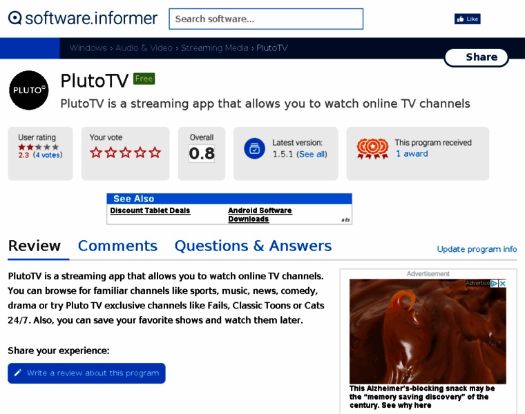 Plutotv.software.informer.com thumbnail
