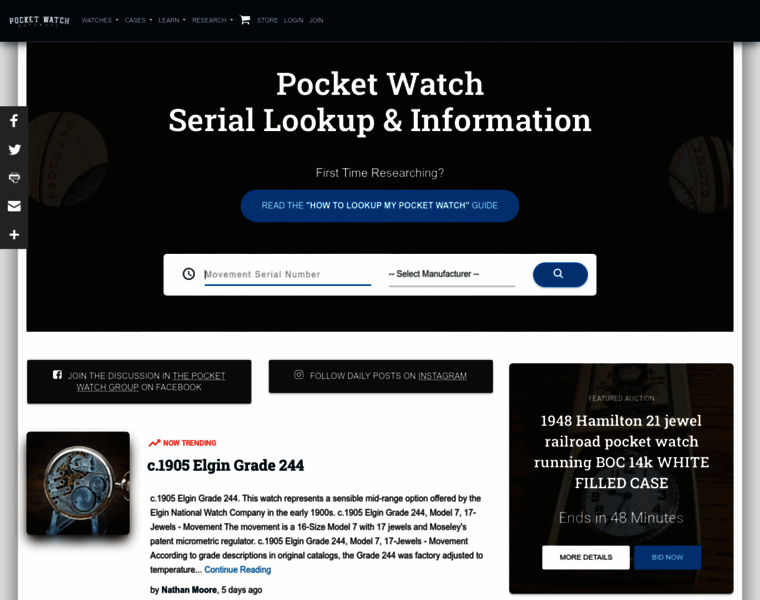 Pocketwatchdatabase.com thumbnail