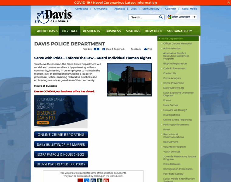 Police.cityofdavis.org thumbnail
