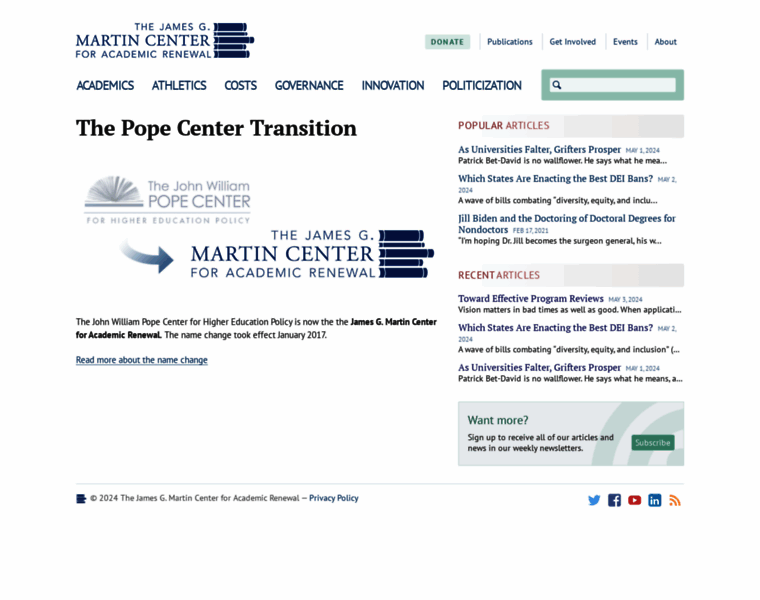 Popecenter.org thumbnail