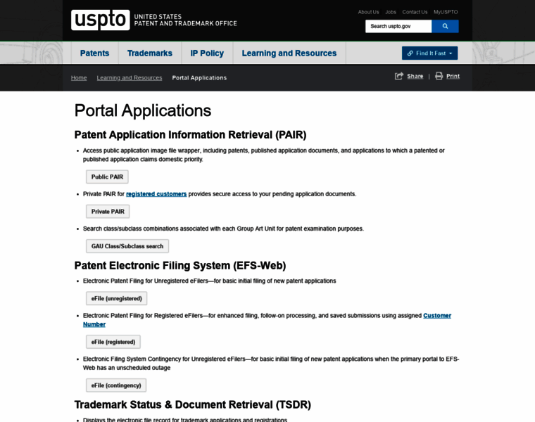 Portal.uspto.gov thumbnail