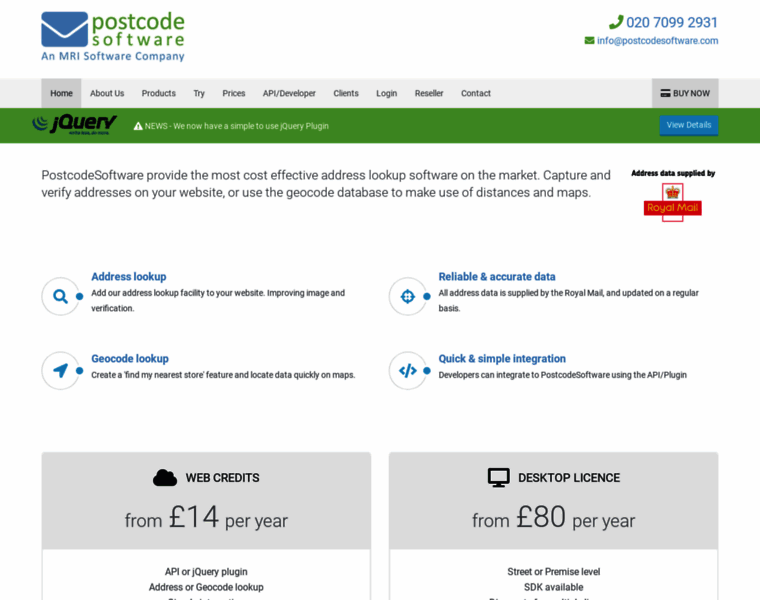Postcodesoftware.net thumbnail