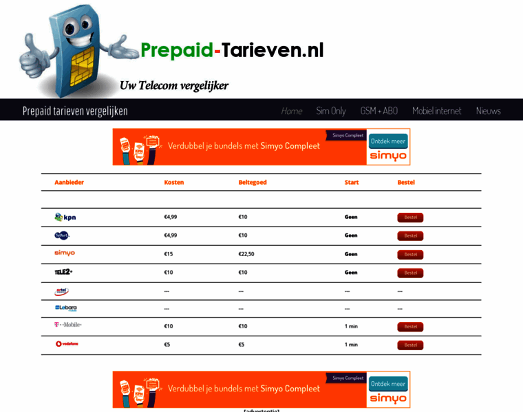 Prepaid-tarieven.nl thumbnail