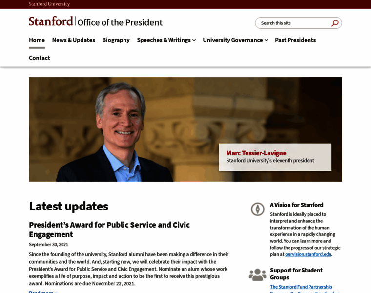 President.stanford.edu thumbnail