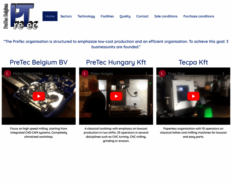 pretec.be at WI. Fijnmechanische bewerking van metaal en kunststof ...