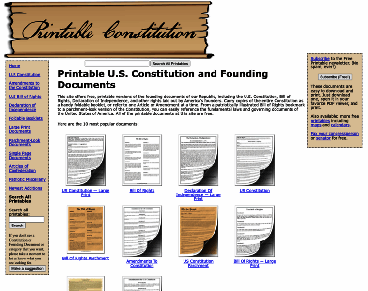 Printableconstitution.com thumbnail
